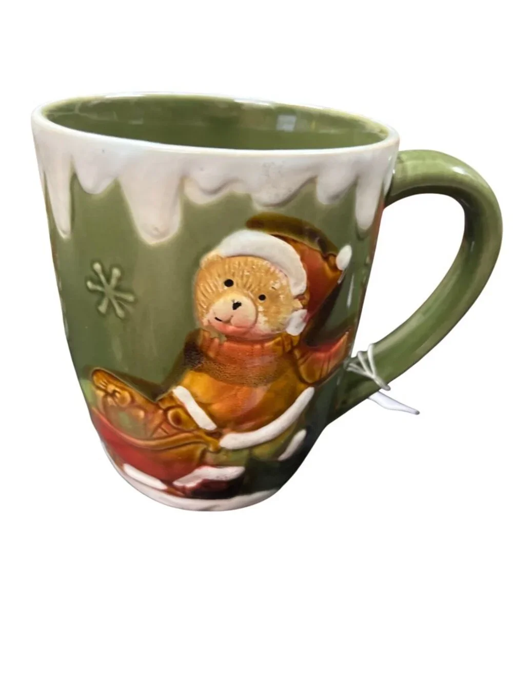 Christmas theme set of 4 large ceramic glazed cups mugs SKU 10-585